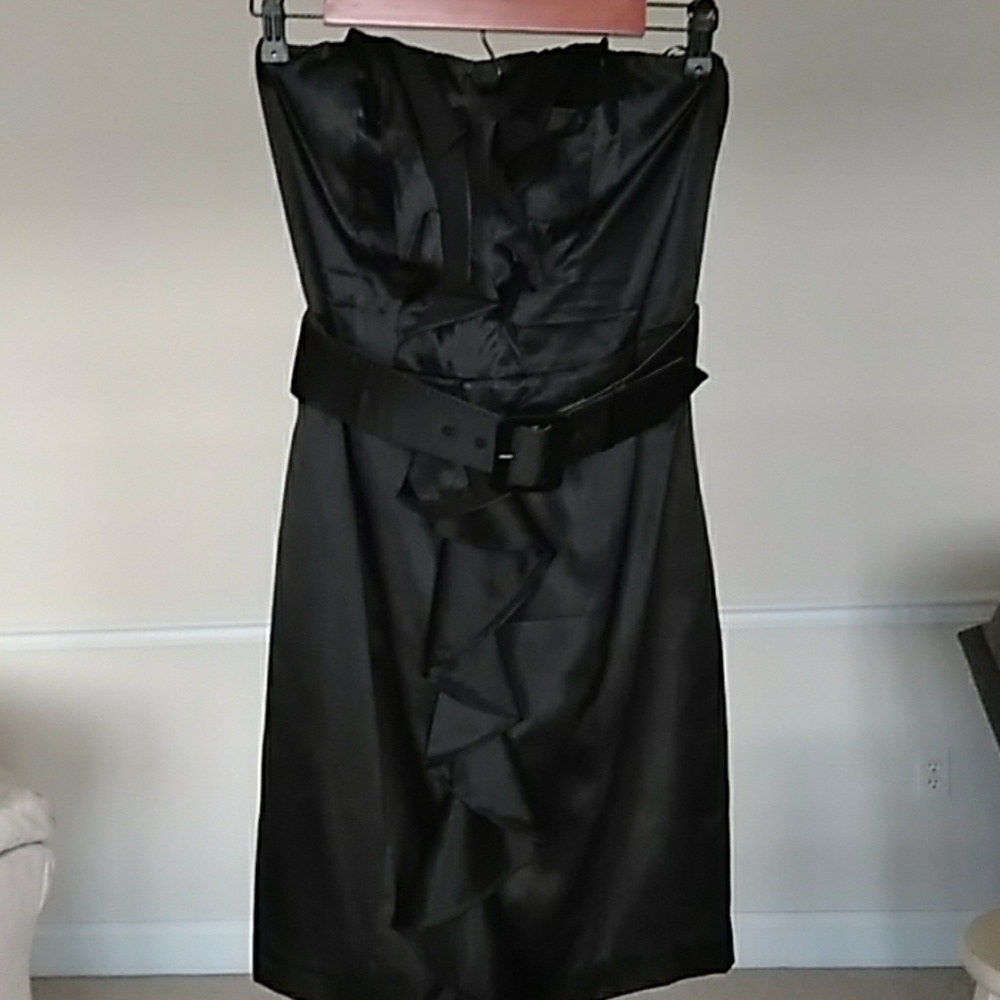 Express black silk ruffle dress